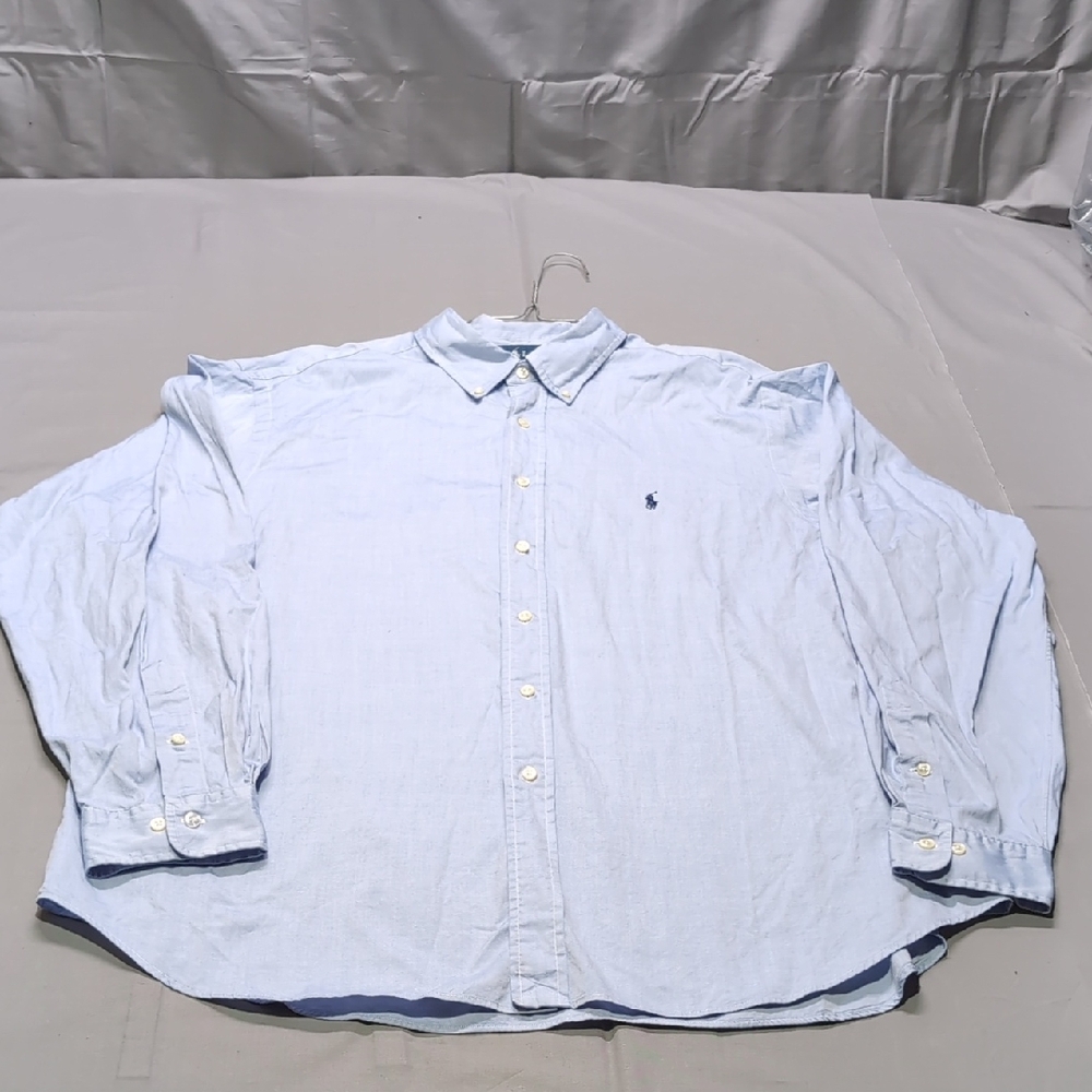 Ralph Lauren Mens Blue Oxford Button Down Shirt Classic Fit 18 36/37 Long Sleeve